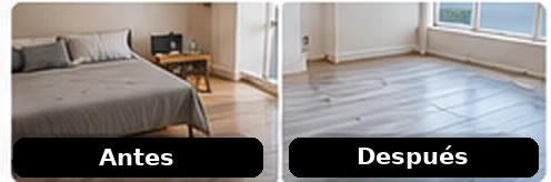 Ejemplo referencial de limpieza antes y después en ambiente interior
